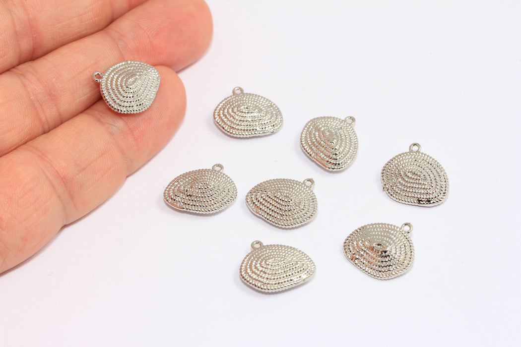 11x15 mm Rodyum Kaplama Deniz Kabuğu Tılsımı, Deniz Kabuğu Boncukları, Deniz Hayvanları, BXB257-3