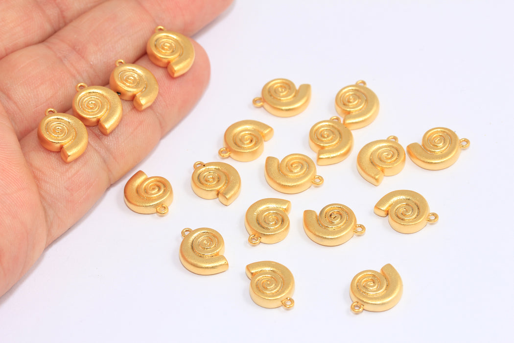 10x12mm 24k Matt Gold Sea Shell Charm, Seashell Beads, BXB300-2