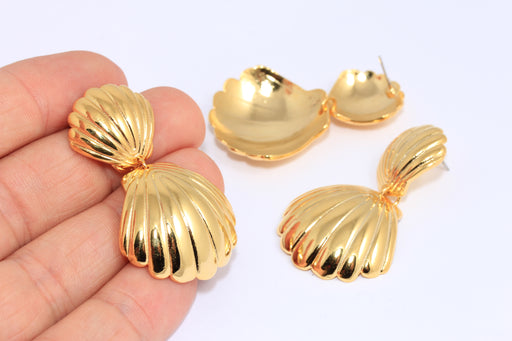 Long Drop Double Shell Earrings