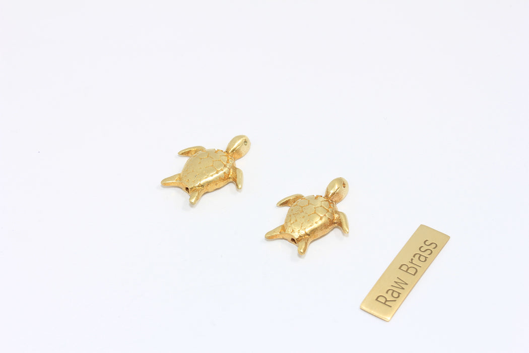 18x22mm Raw Brass Tortoise Charm, Brass Turtle Beads, Turtle Charms, Tortoise Jewelry, ZPR282