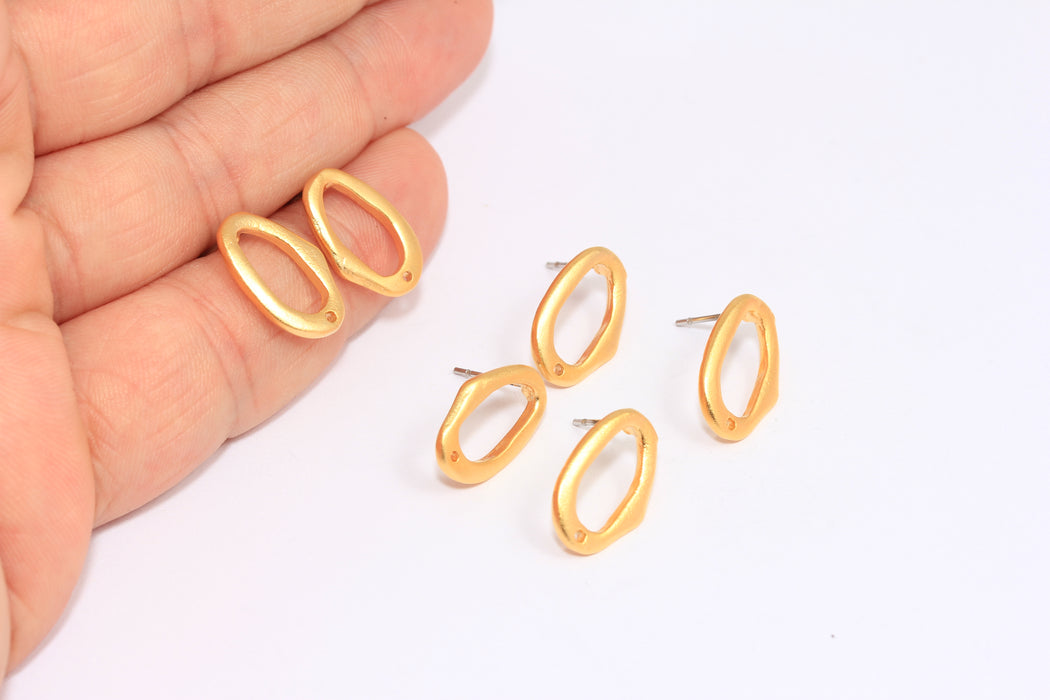 Oval Stud Earrings, Stud Earrings With Loops