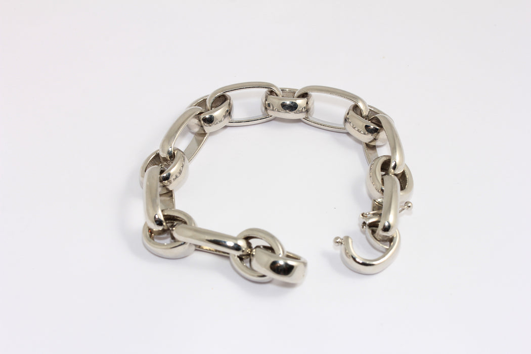 Rhodium Plated Large Link Chain Bracelet