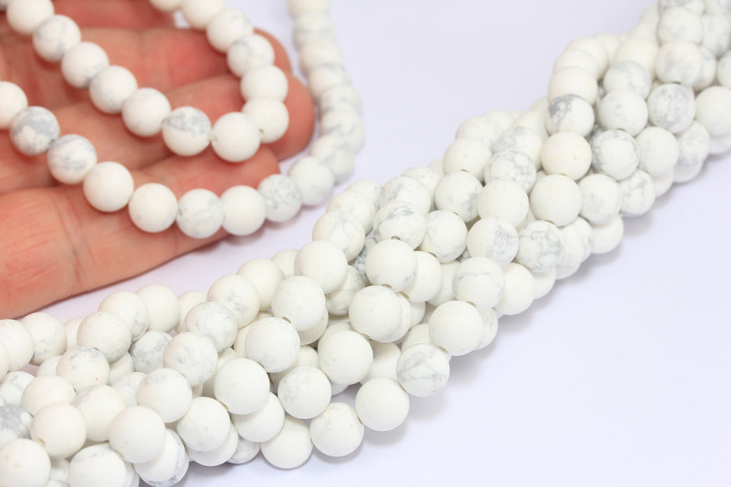 8mm White Natural Smooth Howlite Beads, Jasper White Natural Beads, BXB279