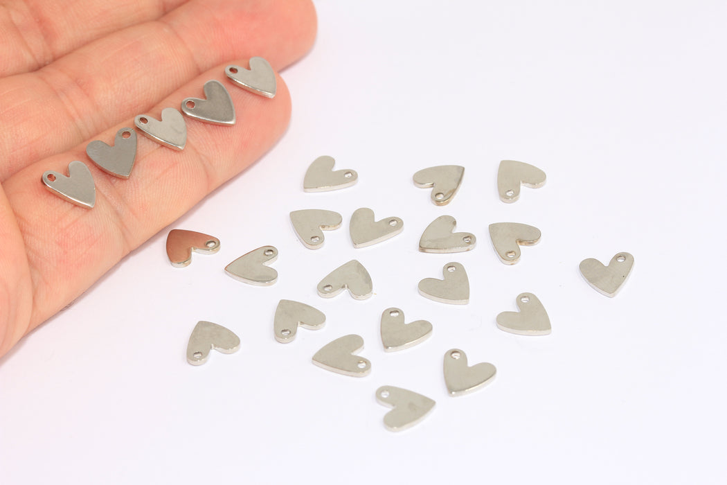 8 mm Rodyum Kaplama Kalp Boncuklar, Gümüş Kalp Bileklik Boncuklar, ROSE232
