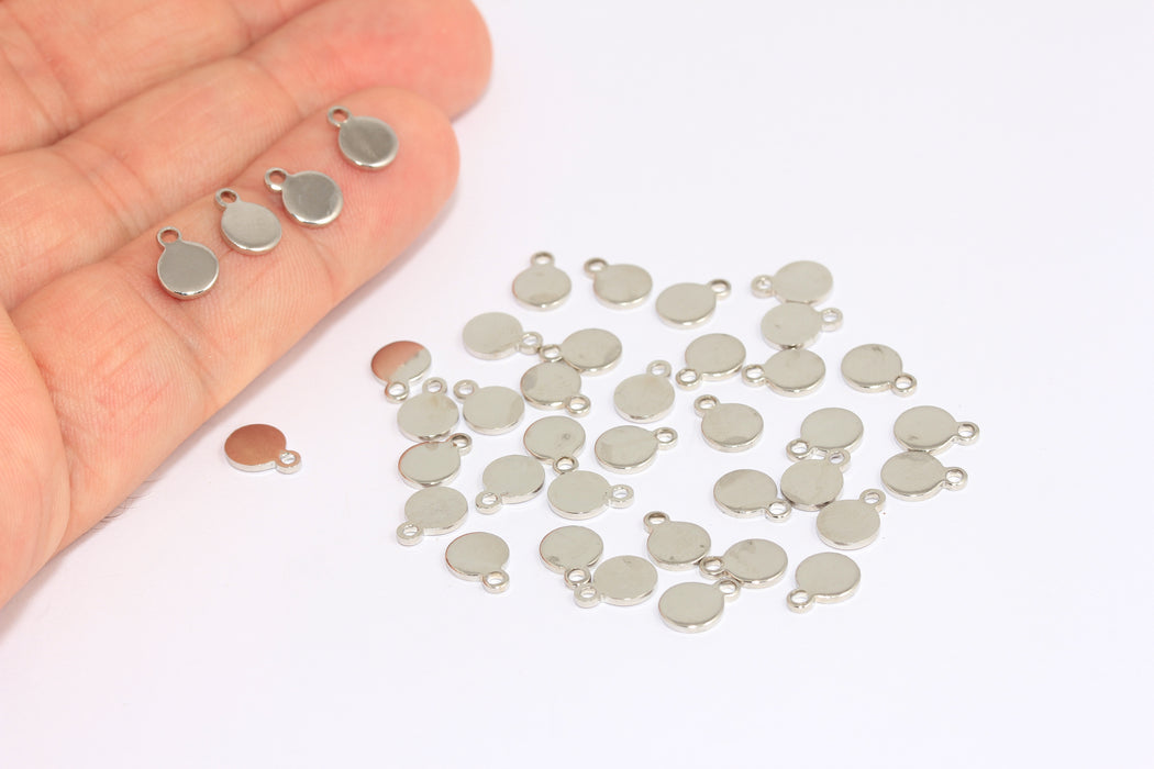 6 mm Rodyum Kaplamalı Madeni Para Takıları, Damgalama Disk Boncukları, BXB6-7