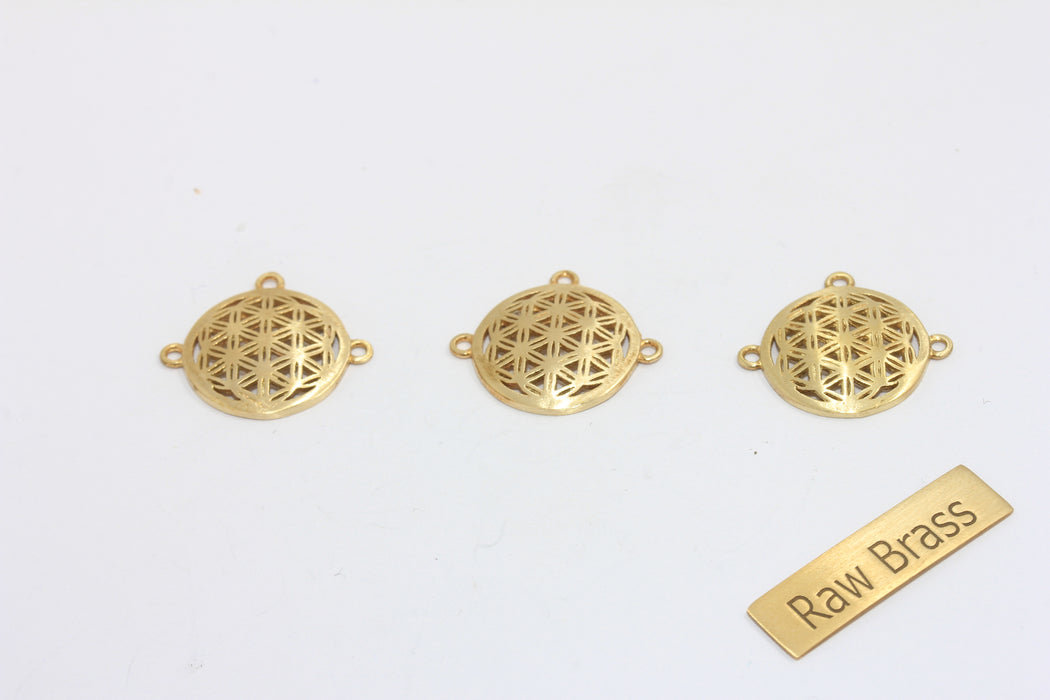 15x17mm Ham Pirinç Yaşam Çiçeği, Yoga Kolye Uçları, Pirinç MTE915
