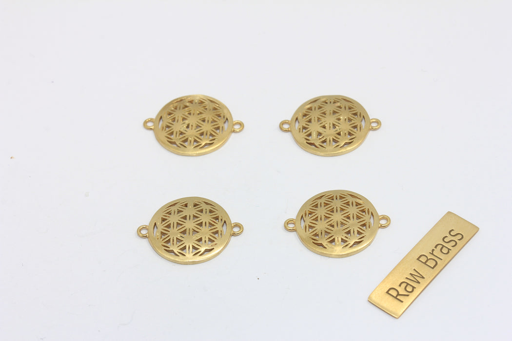 15x17mm Ham Pirinç Yaşam Çiçeği, Yoga Kolye Uçları, Pirinç MTE915