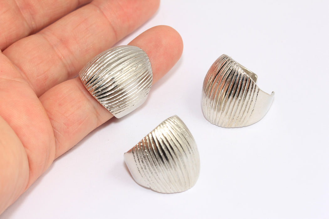17-18mm Rhodium Plated Shell Rings, Statement Shell Ring, MTE1292