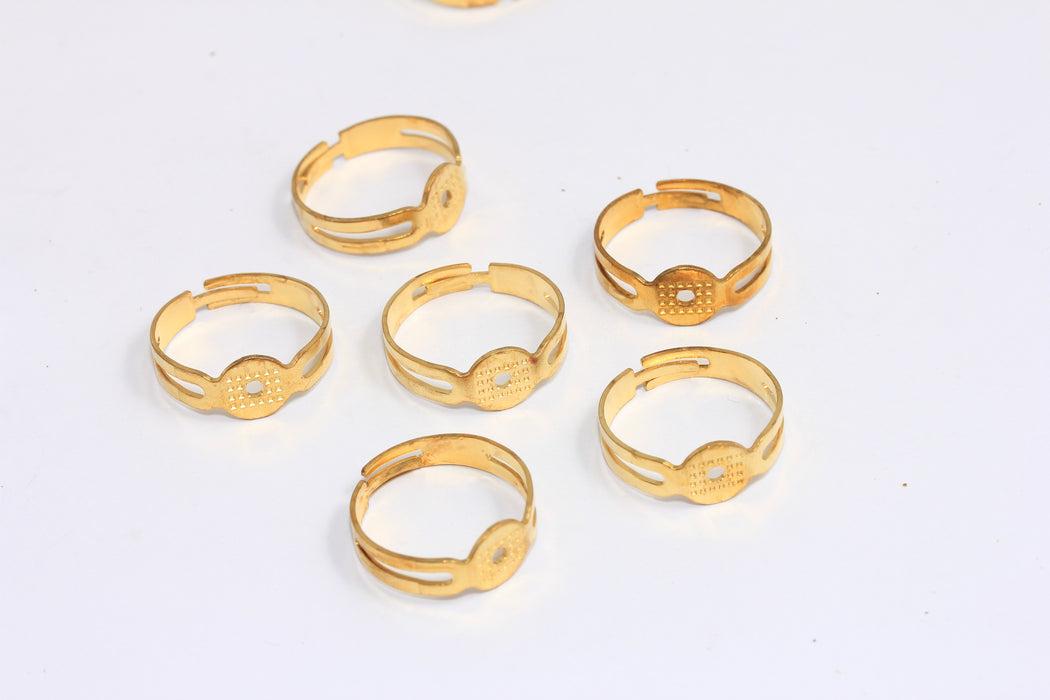 18-19mm Raw Brass String Rings, Adjustable Ring Settings, Tag Ring, BXB52-4