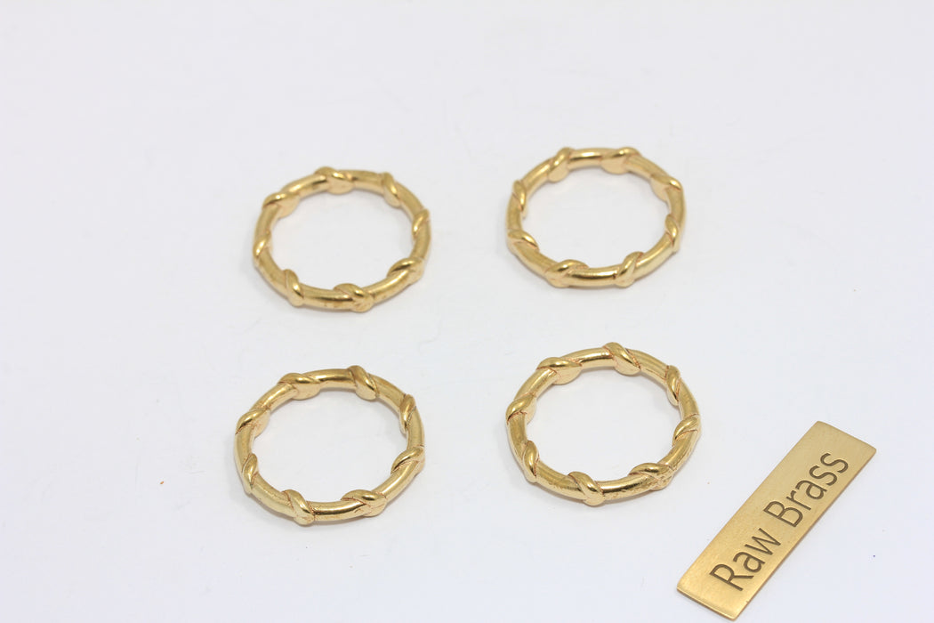 19mm Raw Brass Closed Ring, Inner 15mm Closed Ring, Braided Circle Connector, Raw Brass Ring Charms, ZPR283