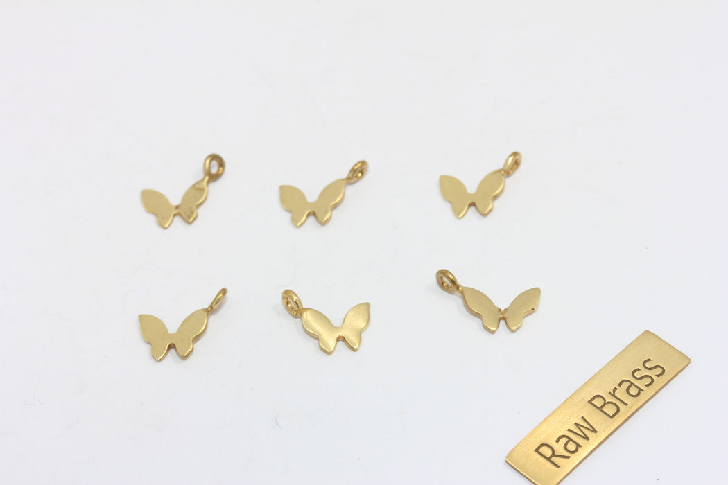 9x10mm Ham Pirinç Kelebek Takıları, Mini Kelebek Boncukları, CR210