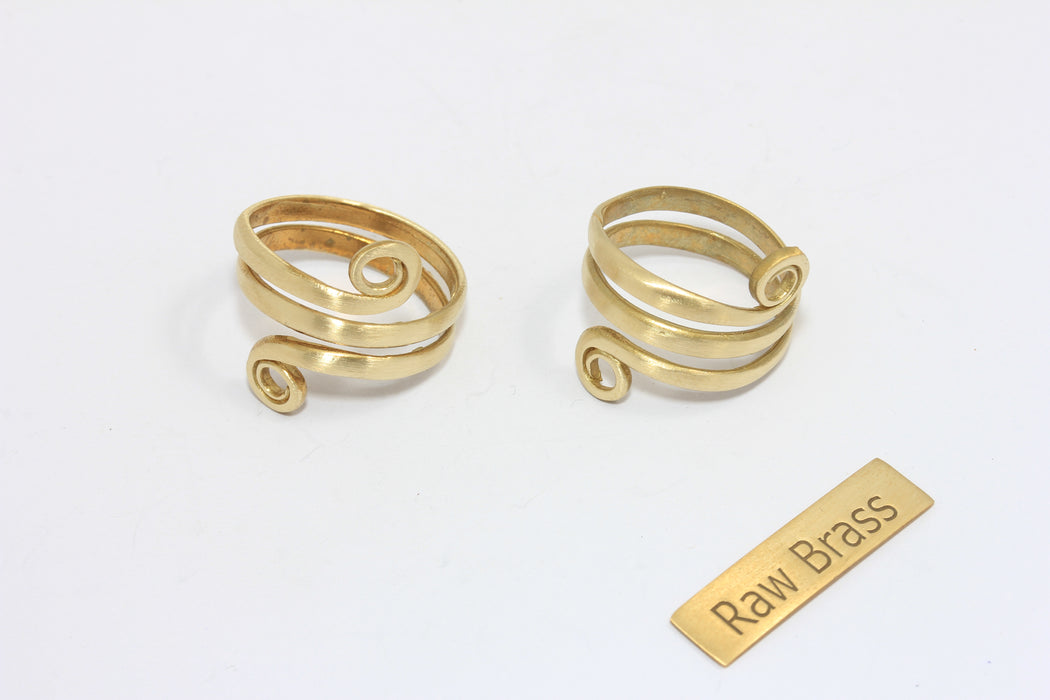 18-19mm Raw Brass Flower Ring, Adjustable Ring Settings, Hammered Cuff Ring, Multi Wrapping Ring, Statement Rings, ZPR303