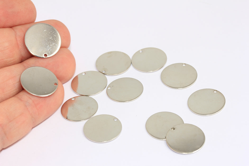 17mm Rhodium Plated Disc Charms, Coin Charms, Stamping Tag, BXB207-5