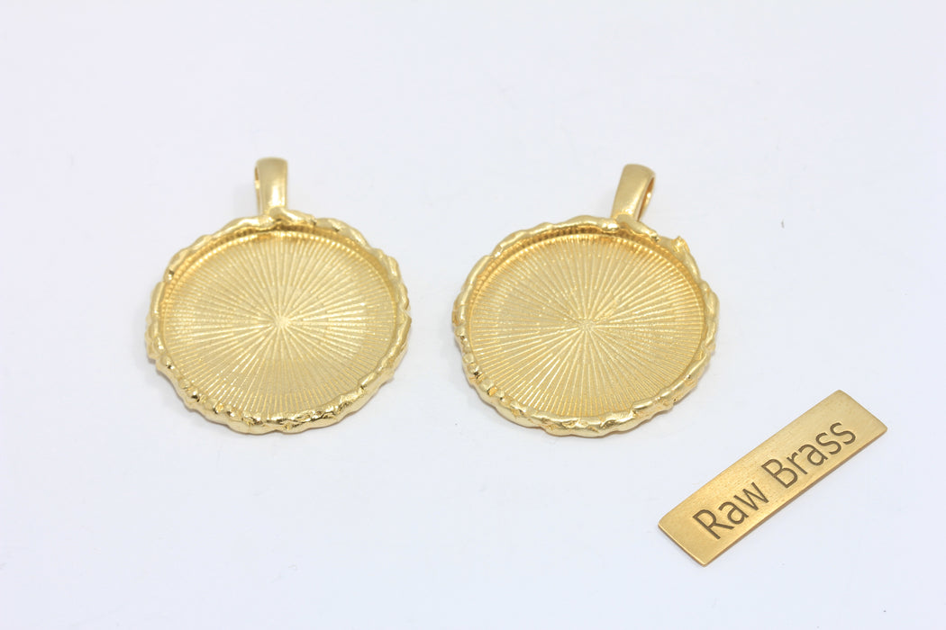 Ham Pirinç Kabaşon Ayarları, İç Boyut 25 mm, Taç Kenarı Ayarları, Yuvarlak Çerçeve Ayarları, MTE562