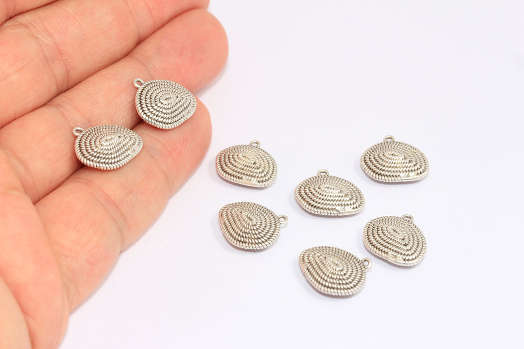 11x15 mm Antik Gümüş Deniz Kabuğu Tılsımı, Deniz Kabuğu Boncukları, Deniz Hayvanları, ETS74