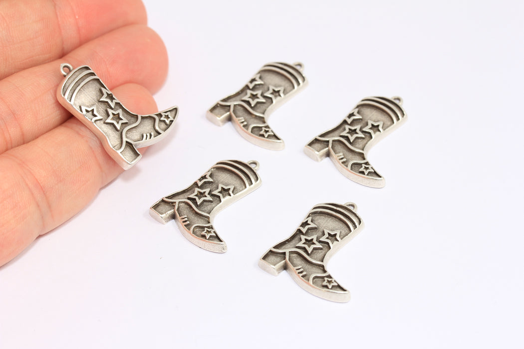 20x24 mm Antik Gümüş Bot Takıları, Kovboy Çizmeleri Takıları, ETS15