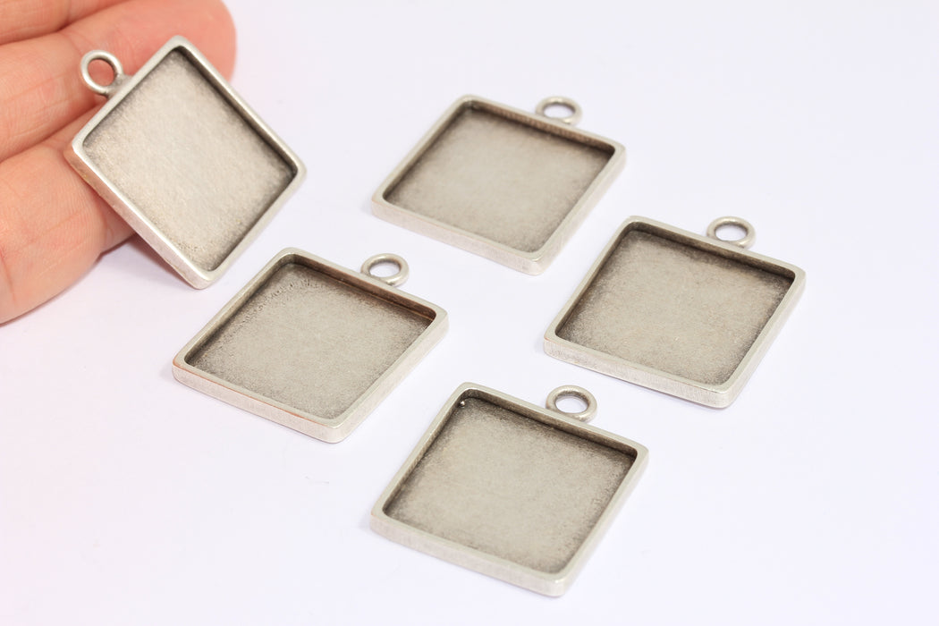 23x23mm Antik Gümüş Çerçeve, Çerçeve Kolye, Tılsımlar, ETS134