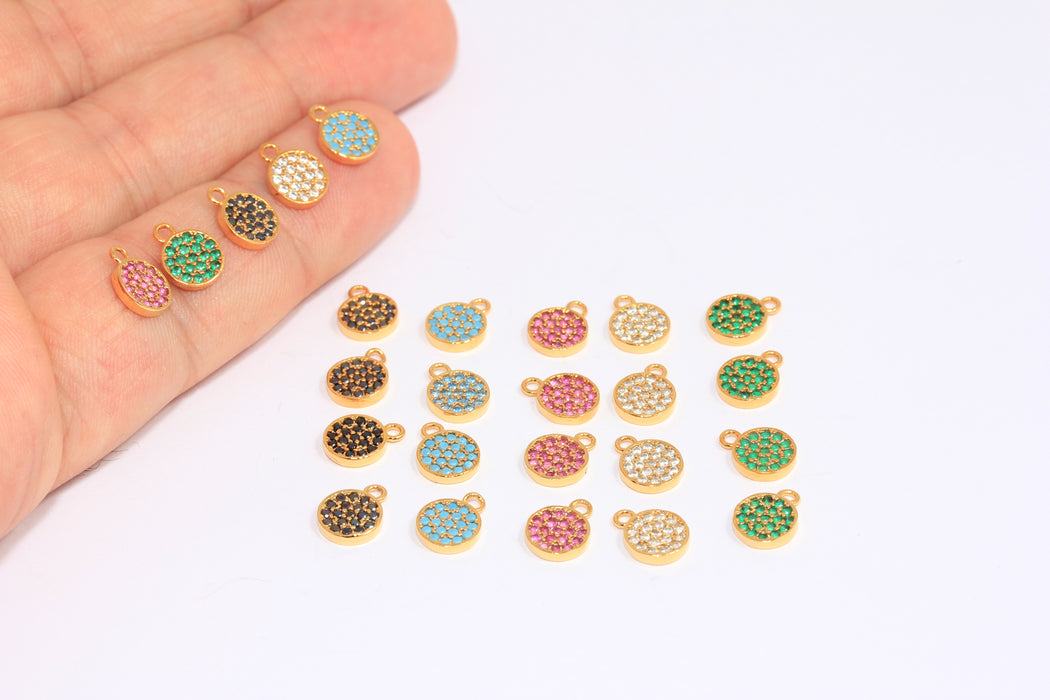 7x10mm 24 ayar Parlak Altın CZ Damla Takılar, Mikro Döşeme Nokta Takılar, İsteğe Bağlı Renk
