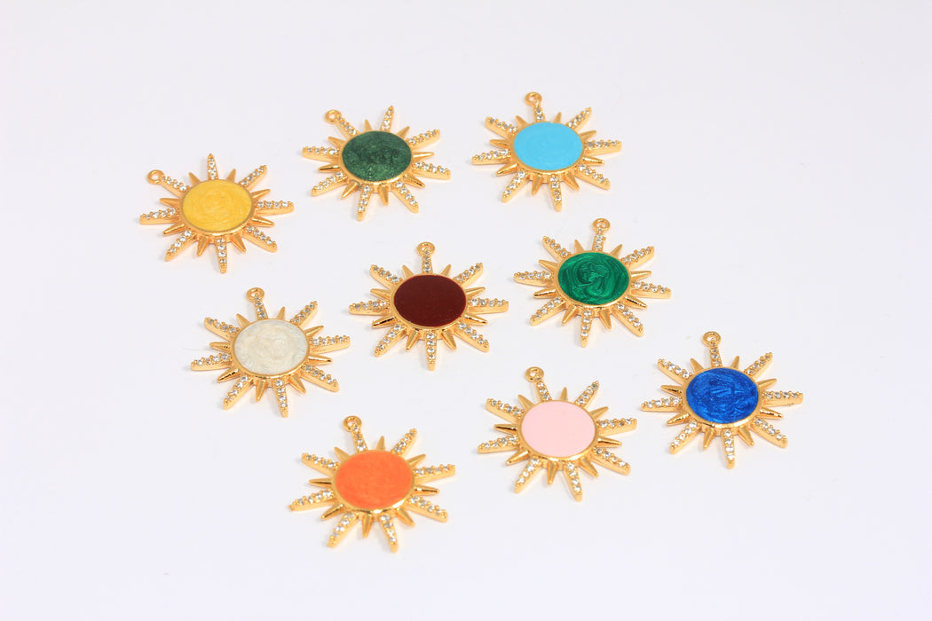 Shiny Gold CZ Sun Charms