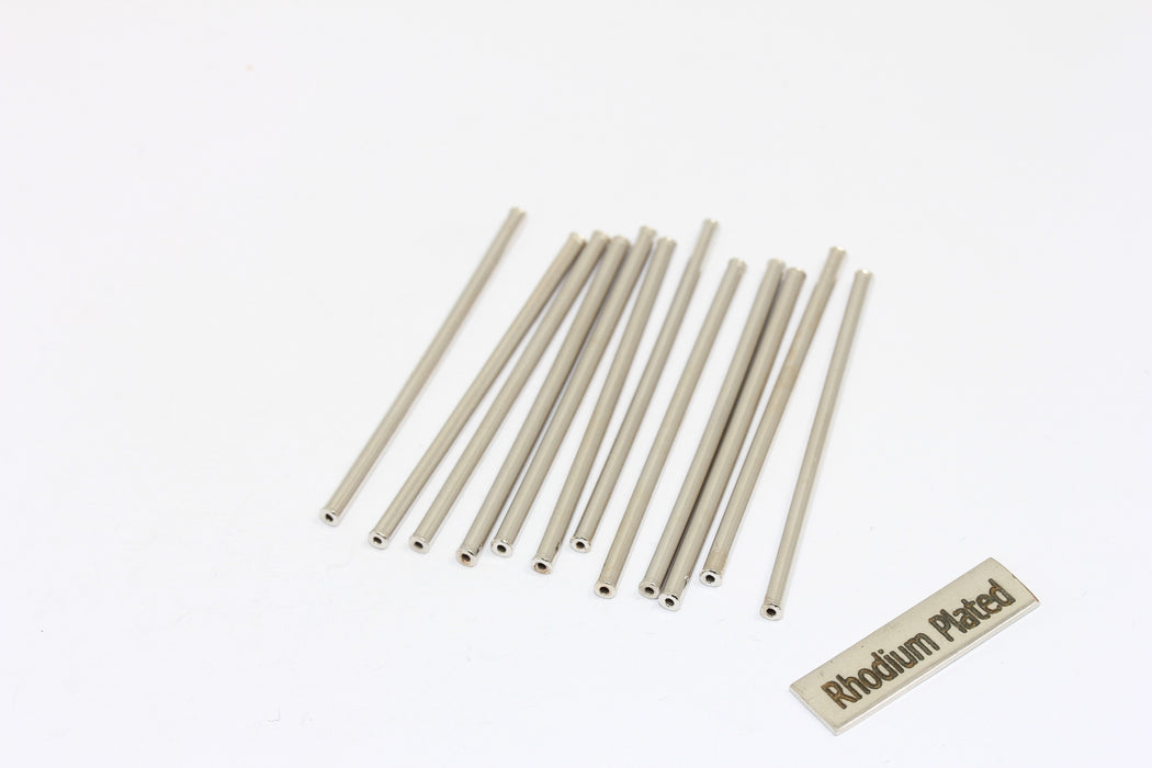 2x50mm Rodyum Kaplamalı Tüp Boncuklar, Yuvarlak Tüpler, MTE886