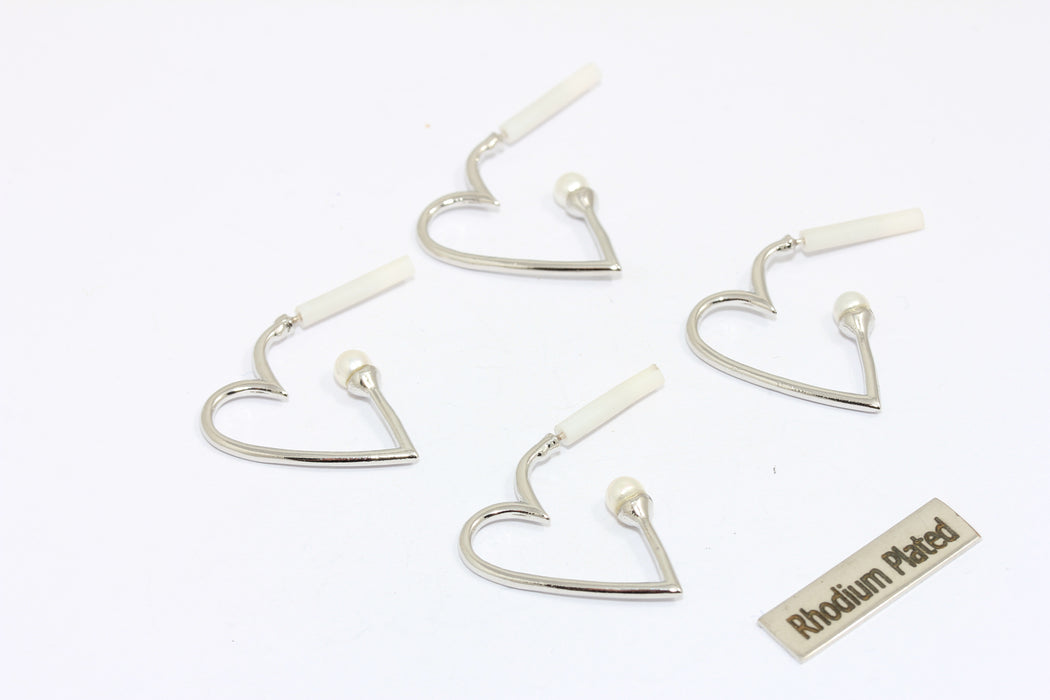 12x13 mm Rodyum Kaplama Kalp Küpeler, Kalp Şeklinde Küpeler, CHK333-6