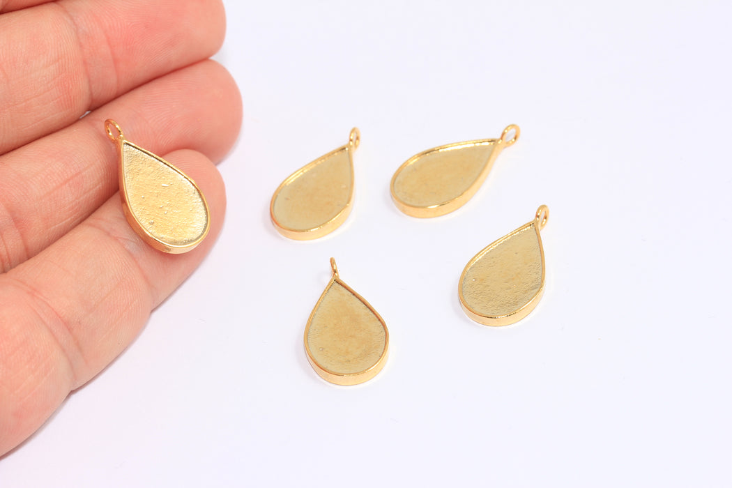 Ciondolo a goccia in oro lucido 24k da 12x20 mm, ciondolo cabochon a goccia, BXB190-6B