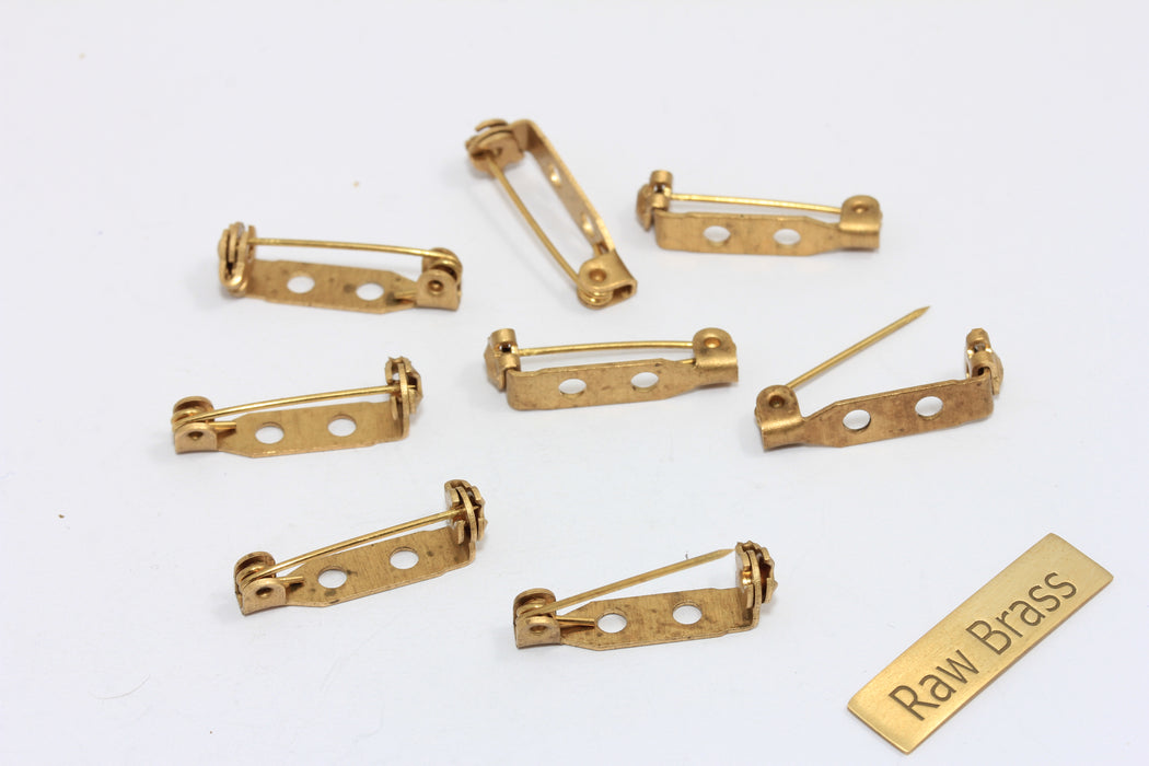 6x22mm Raw Brass Safety Pin Charm, Safety Pin Pendant, Safety Pin Settings For Brooch, Brass Connector Charm, MTE1329