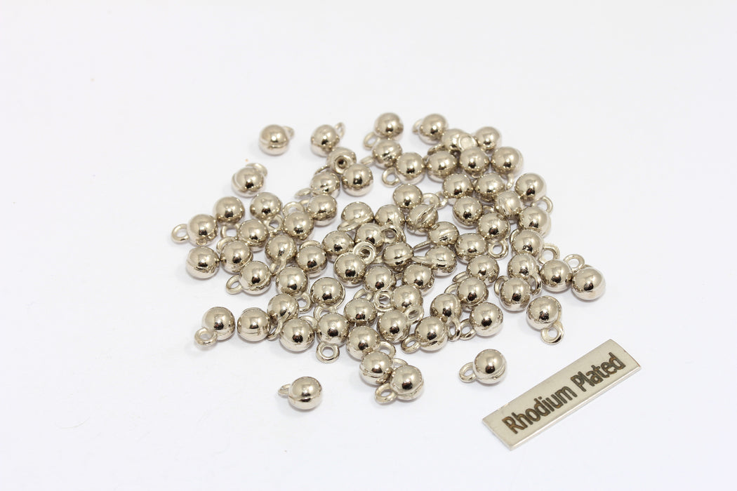 4 mm Rodyum Kaplamalı Top Boncuklar, Top Damla Bilezik Takıları, HLS22