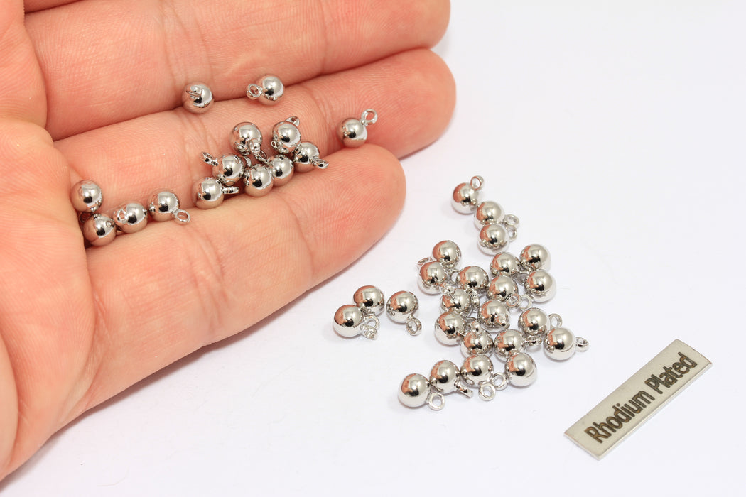 4 mm Rodyum Kaplamalı Top Boncuklar, Top Damla Bilezik Takıları, HLS22