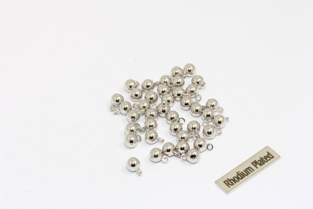 4 mm Rodyum Kaplamalı Top Boncuklar, Top Damla Bilezik Takıları, HLS22