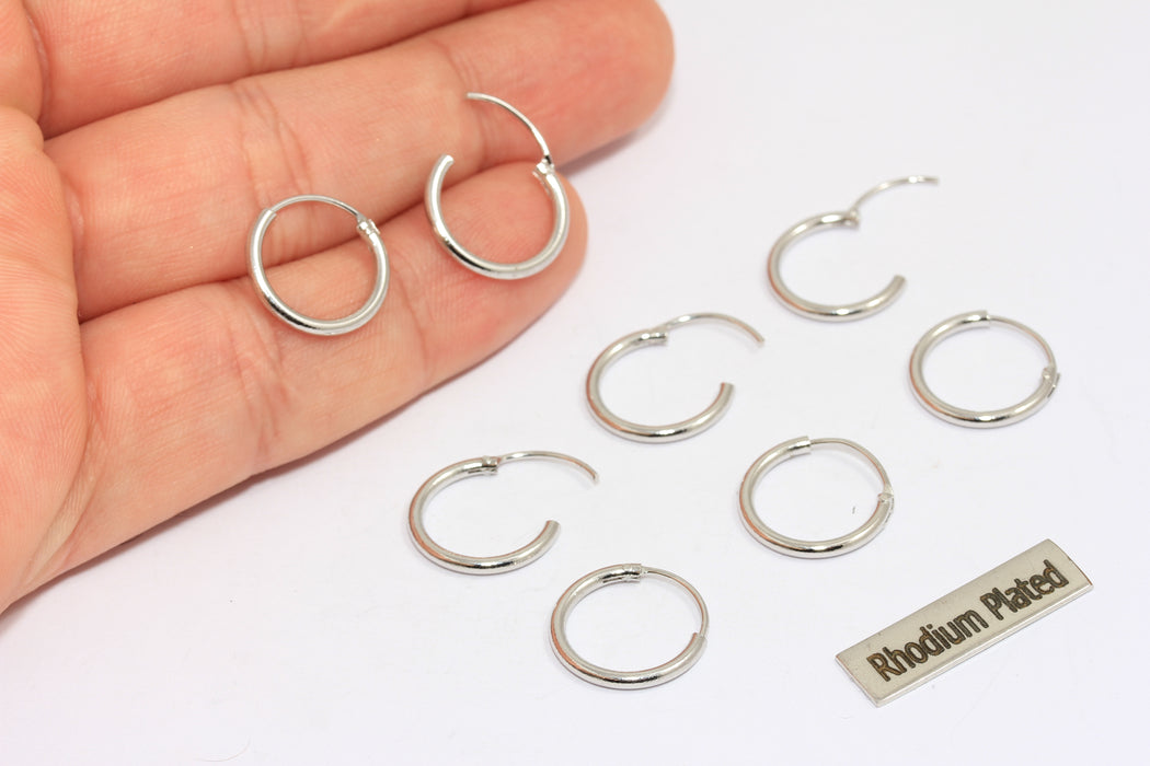 28 mm Rodyum Kaplama Halka Küpeler, Midi Gümüş Küpe Halkaları, HRN5
