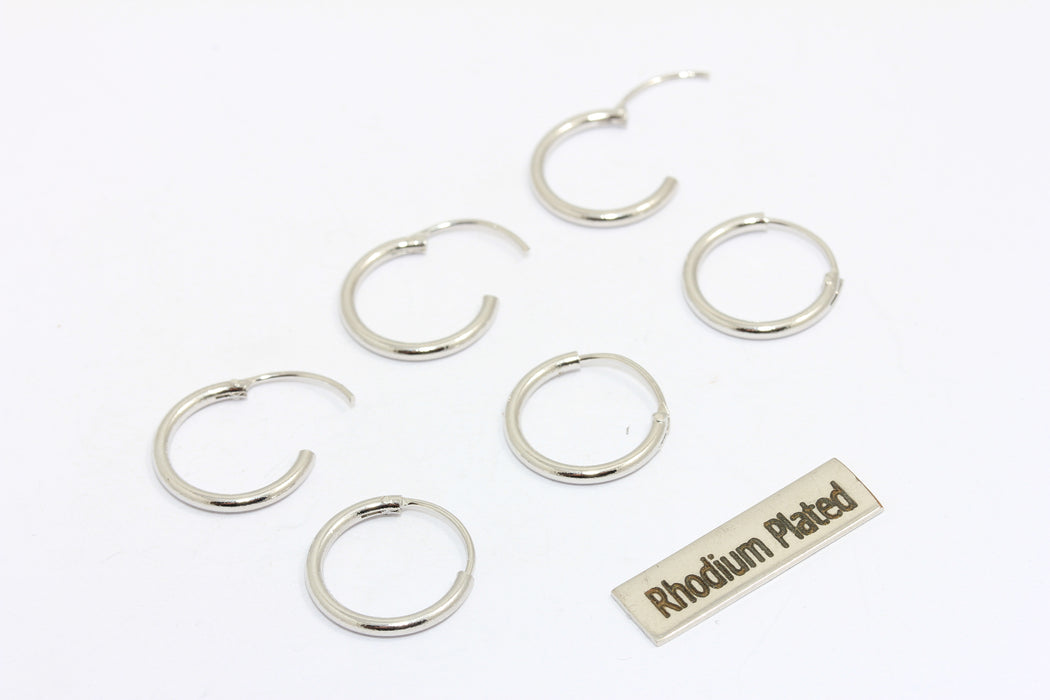 28 mm Rodyum Kaplama Halka Küpeler, Midi Gümüş Küpe Halkaları, HRN5