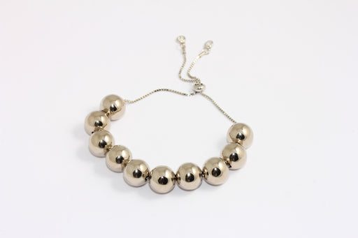 Rhodium Plated Ball Beaded Bracelet