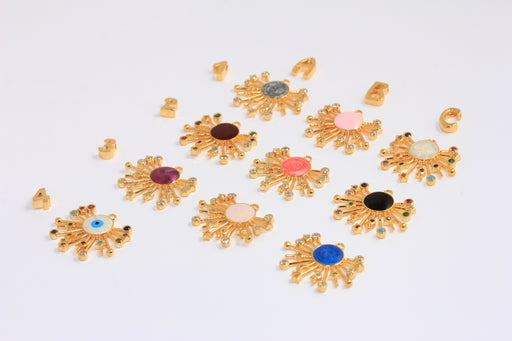 Shiny Gold CZ Sun Charms