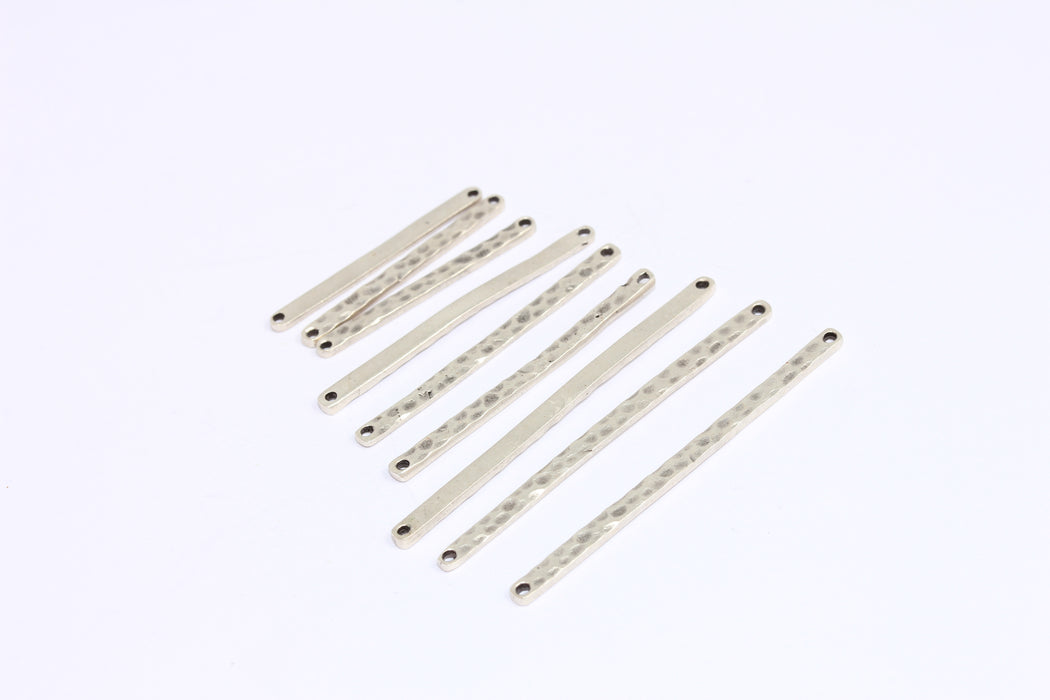 2,5mm Antique Silver Hammered Bars, Two Hole Bars, Long Bar Necklace,