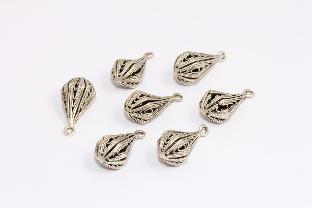 11x20 mm Antik Gümüş Damla Takılar, Damla Kolye, Filigran Çubuk Takılar, KA133