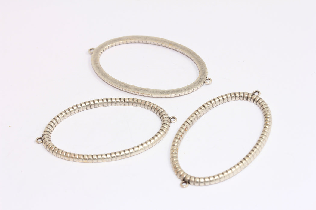 29x45 mm Antik Gümüş Çerçeve Kolye, Anahatlı Oval Kolye, KA128