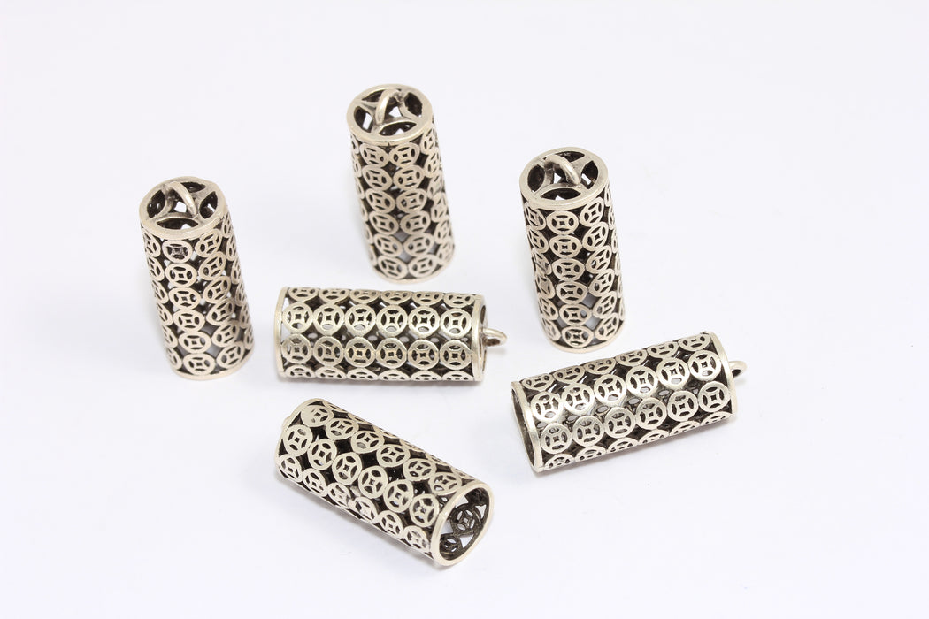 10x25mm Antik Gümüş Uç Kapağı, Filigran Uç Kapakları, KA120