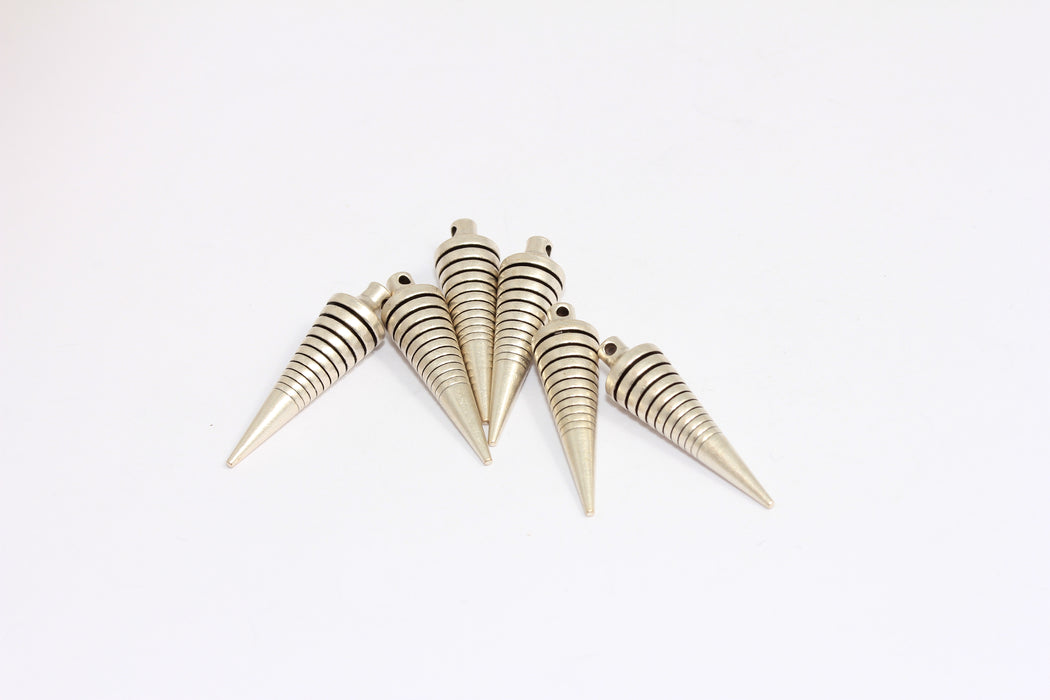 7x27mm Antik Gümüş Sivri Uçlu Kolye, Konik Çubuk Kolye, KA109