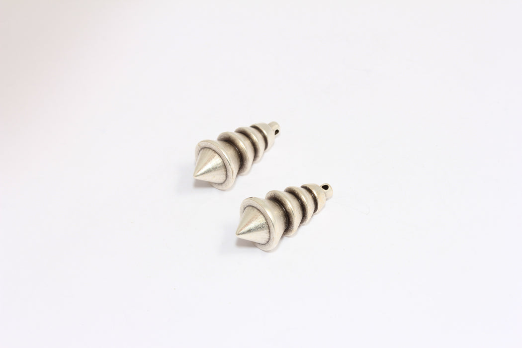 12x26mm Antik Gümüş Sivri Uçlu Kolye, Konik Çubuk Kolye, Sarkaç, KA104