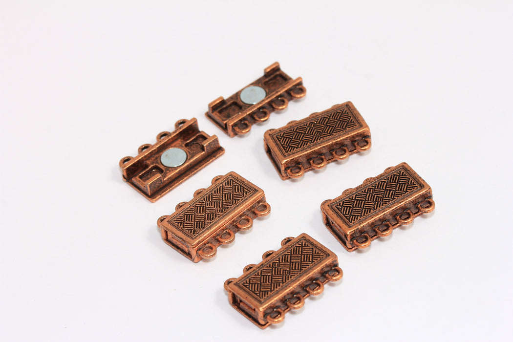 Antique Copper 4 Hole Magnetic Clasp