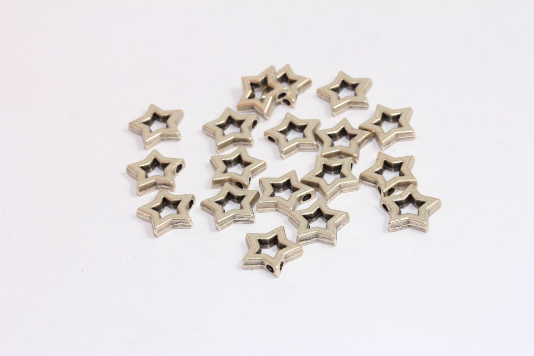 Star Charms, Outline Star Bracelet Beads
