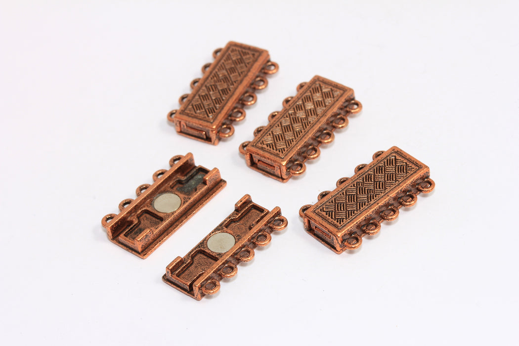 Antique Copper 5 Hole Magnetic Clasp