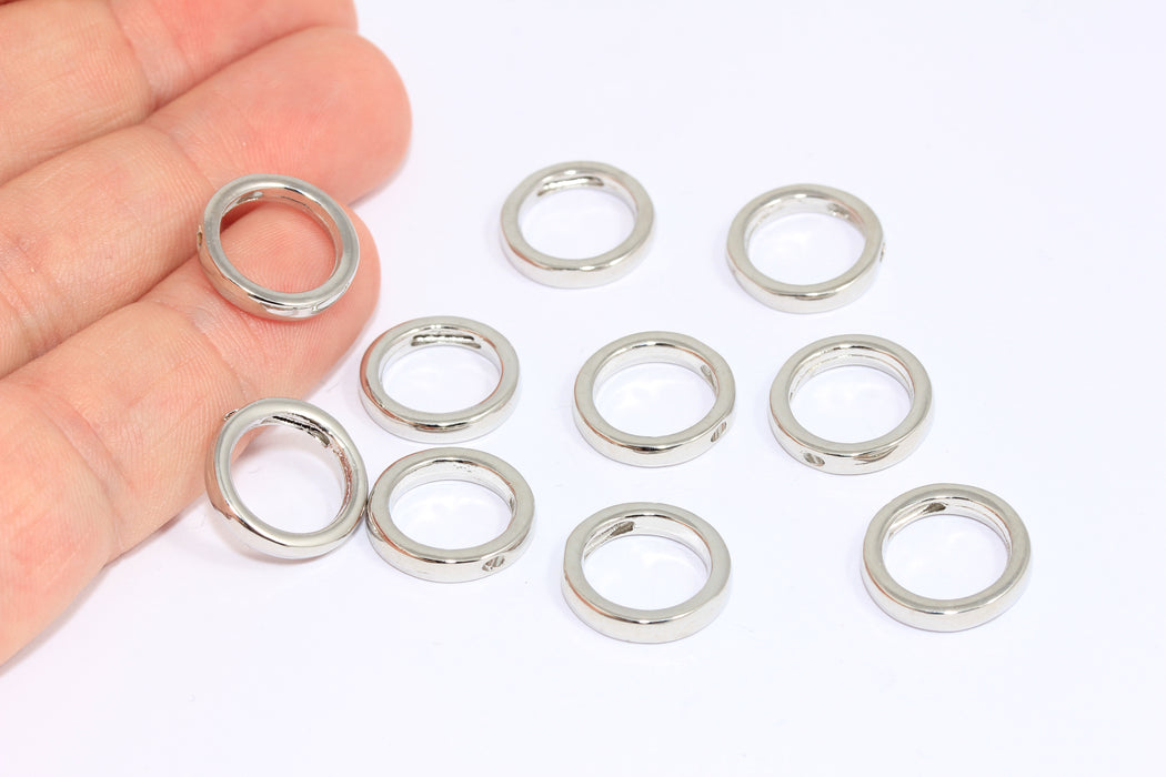 15mm Rhodium Round Pendant, Circle Charms, Eternity Circle Beads, ETS151