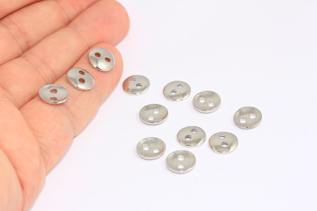 10 mm Rodyum Kaplama Düğme Takılar, Düğme Bileklik Bağlantı Boncukları, AG38