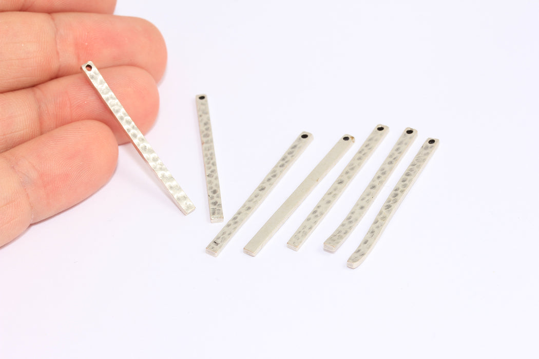 2,5x47mm Antik Gümüş Çekiçlenmiş Çubuklar, İki Delikli Çubuklar, Uzun Çubuk Kolye, KA125