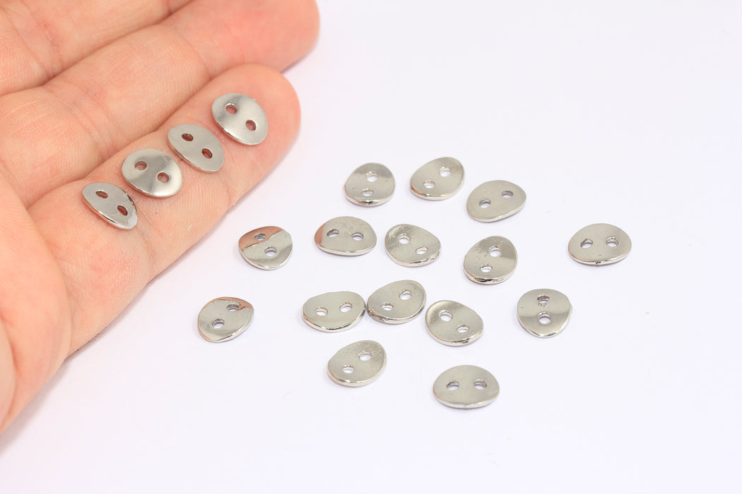 8x9mm Rodyum Kaplama Düğme Takılar, Oval Düğme Bileklik Bağlantı Boncukları, ETS181
