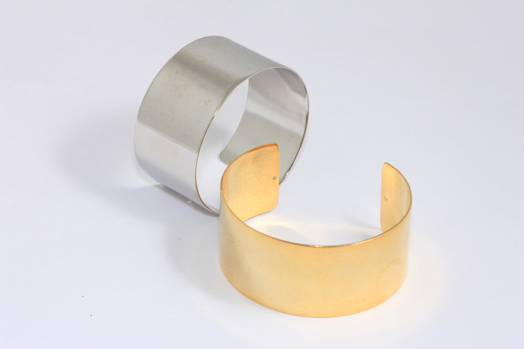 30mm 24k Shiny Gold Or Rhodium Open Bracelet, Wide Flat Bracelet Cuff, BXB199-5