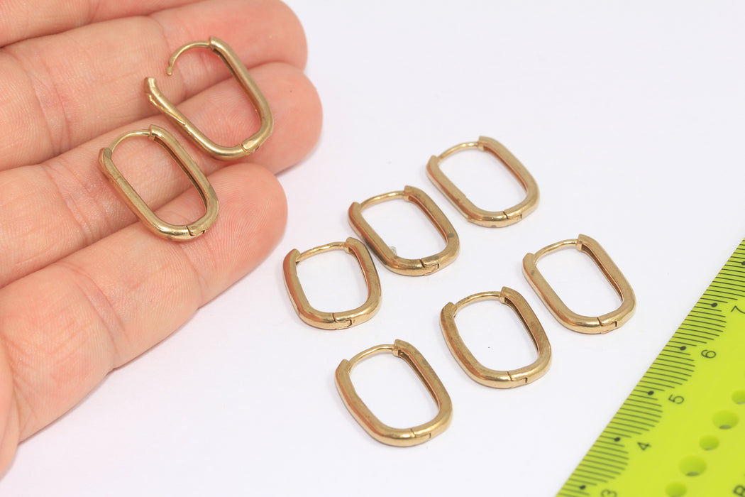 Oval Hoop Earrings, Oval Lever Back Hoops