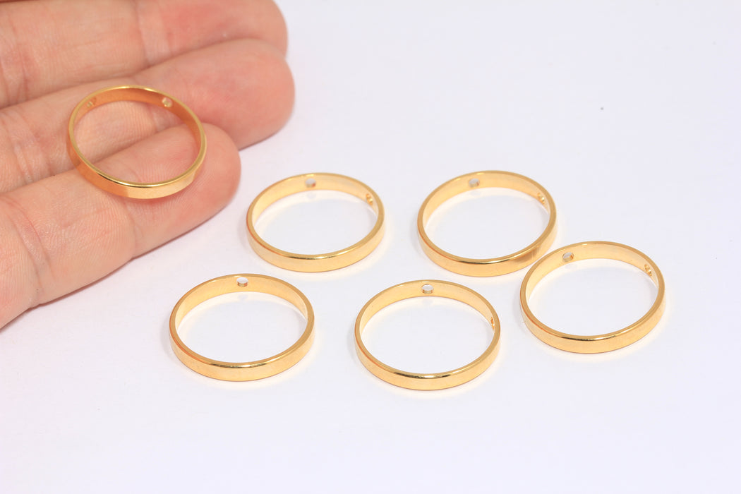 22 mm 24 Ayar Parlak Altın Halka Bağlantısı, Yuvarlak Çerçeve Ayarları, BXB433-3